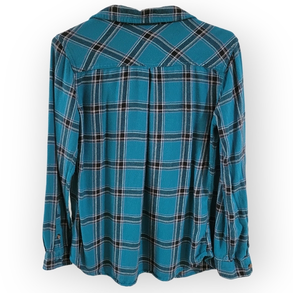 Harlow Plaid Button Down Flannel Shirt, Medium, Blue - Picture 2 of 6